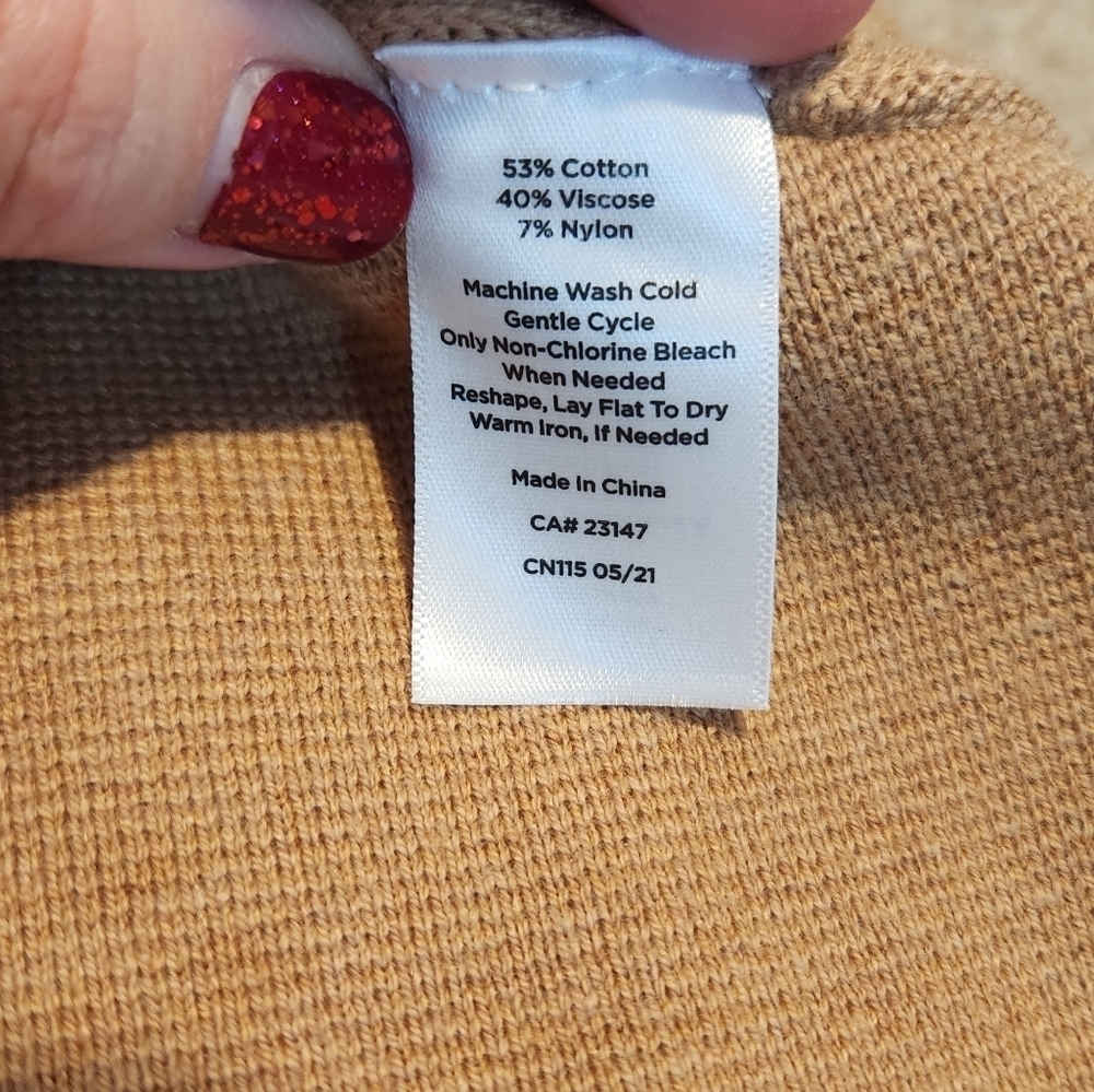Talbots Women's Cape Poncho Tan with Gold Colored Hardware, Small - Picture 13 of 14